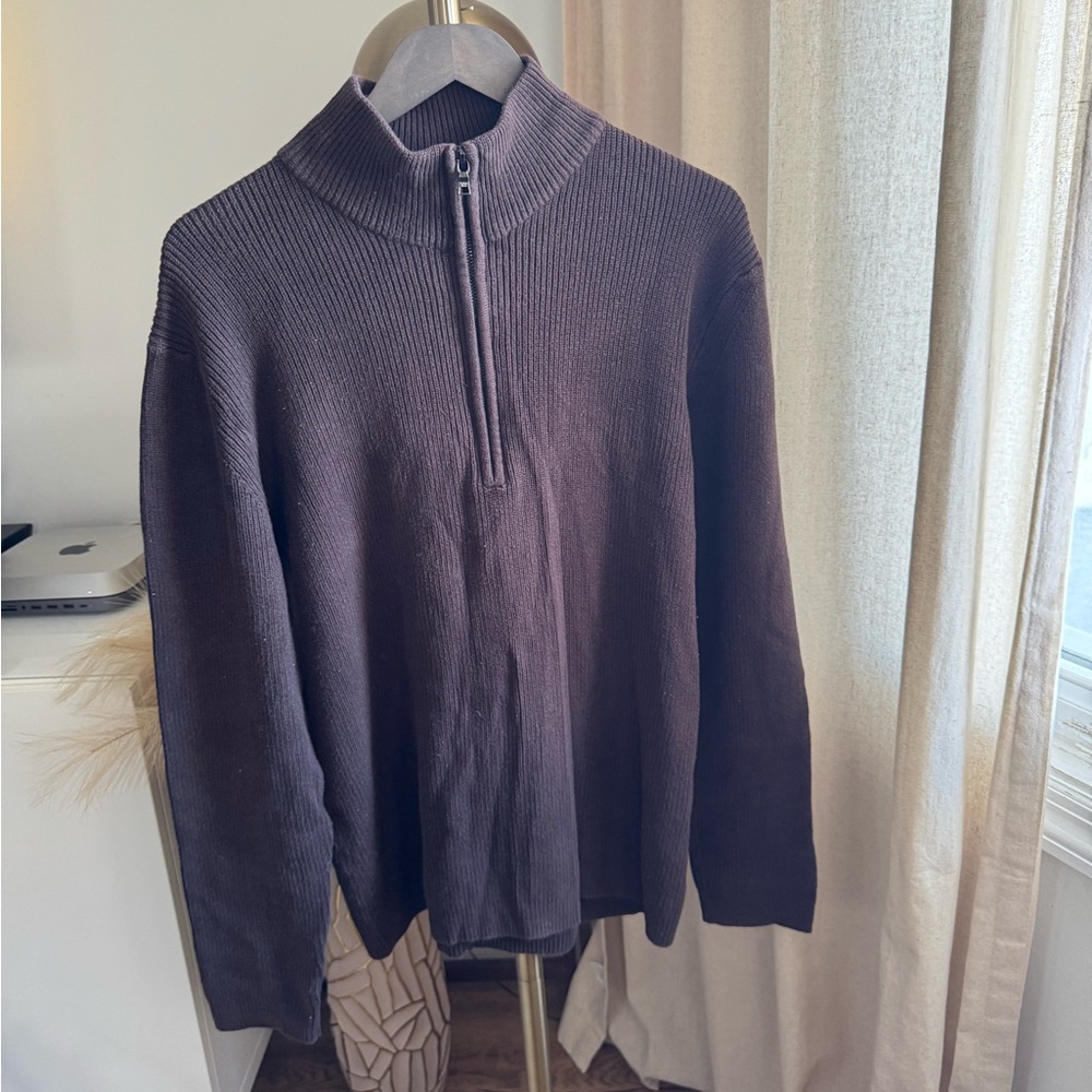 Calvin Klein Men's Dark Brown Zip-Up Sweater